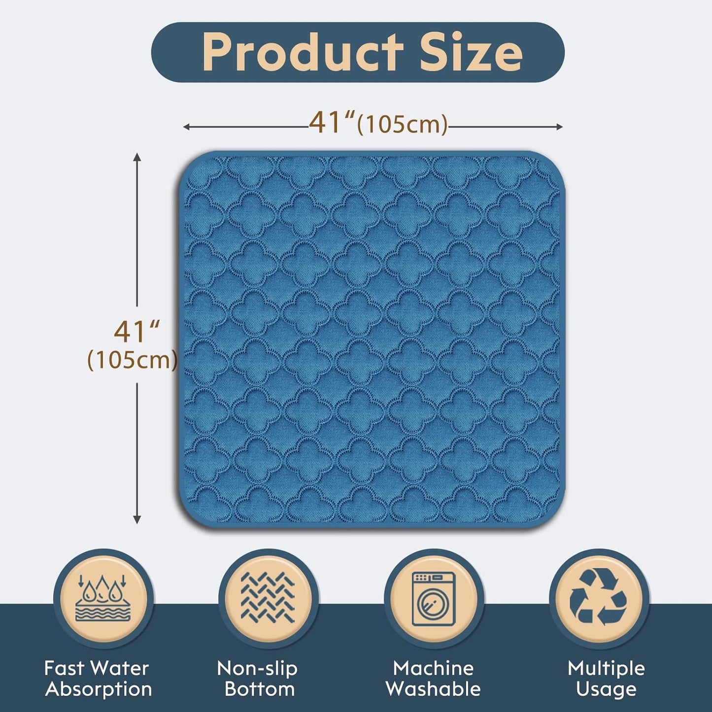 FunFurry Washable Pee Pads for Dogs - 4 Pack Reusable Pee Pads，Waterproof Puppy Pads，Pet Training Pads，Super Absorbent with Dog Paw Shape Non-Slip Backing (Cream, 18" X 24" - 4 Pack)