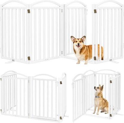 Malier Metal Freestanding Dog Gate, 32'' Height Outdoor Indoor Dog Fences, Extra Wide Foldable Puppy Gate for Stairs (Black, 【2 Panels】 40''W × 32''H)