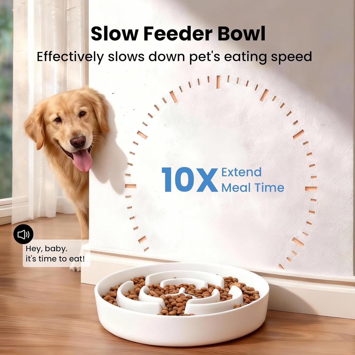 Ceramic Slow Feeder Dog Bowls,2.0 Cups Slow Feeder for Medium Breed,Puzzle Dog Food Bowl to Slow Down Eating, Anti-Gulping, Stop Bloat,Preventing Choking,8in,White