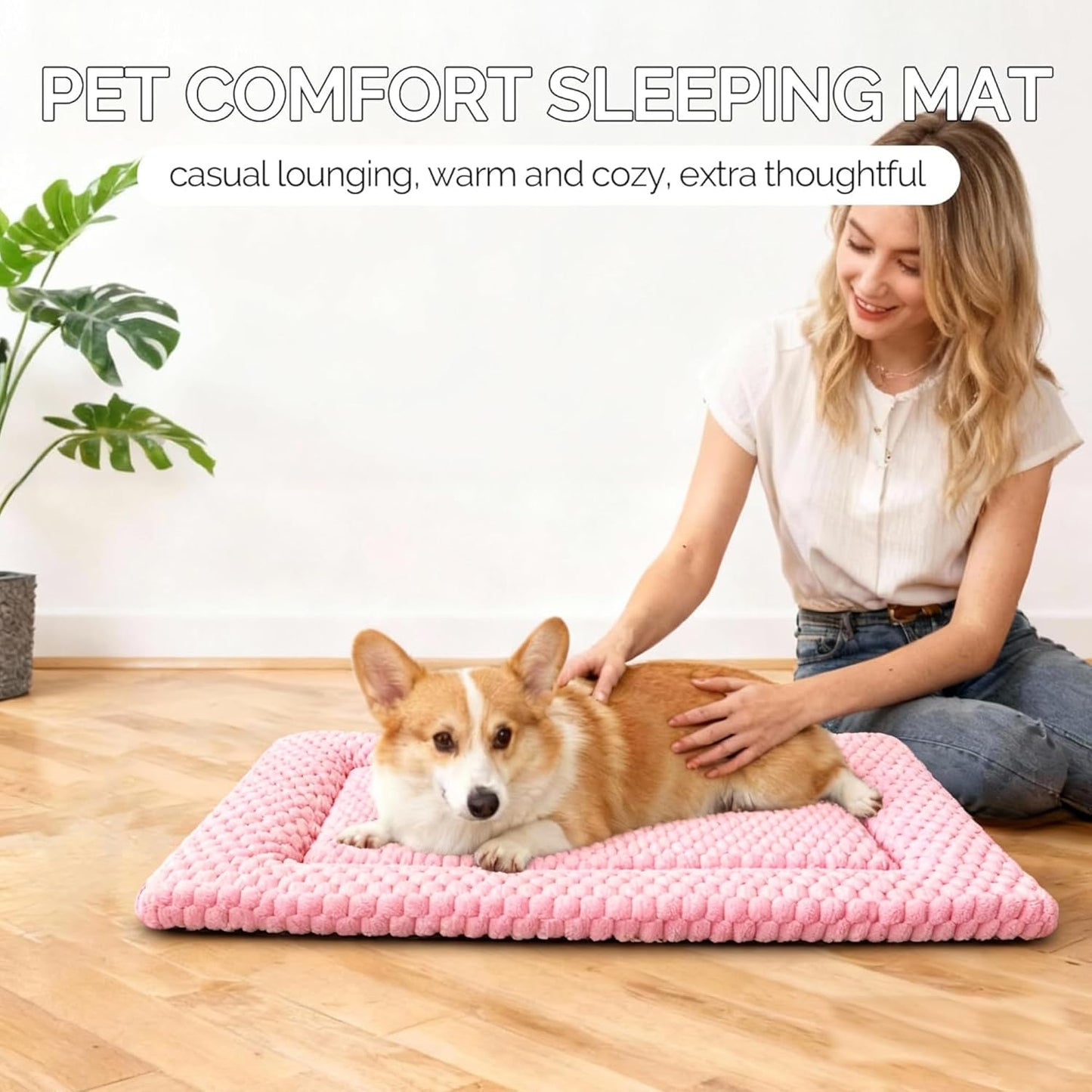Dog Bed Mat, Reversible Crate Pad & Cute Dog Bed - Machine Washable Kennel Mat with Ultra Soft for Small Dogs (Cool/Warm), 24" x 18", Grey&Star