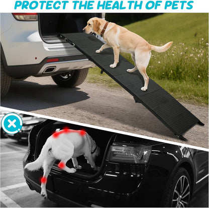 71" Long Dog Ramp for Car, Folding Pet Ramps for Large Dogs with Non-Slip Surface, Portable Dog Car Ramp for Car SUV & Truck Up to 350LBS