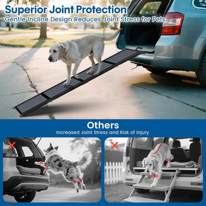 HBTower 63" Long x 17.3" Wide Folding Dog Ramp for Large Dogs Up to 250lbs - Portable Pet Ramp with Non-Slip Surface, Extra Wide Dog Car Ramps for Car, SUV, Truck & High Beds