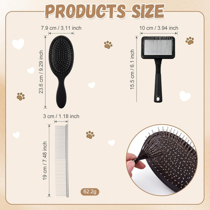 Zhehao Slicker Brush for Pets Dog Grooming Brushes Kit, Long Pin Brush Metal Comb for Long Haired Dogs and Cats to Effectively Remove Tangles, Knots and Mats