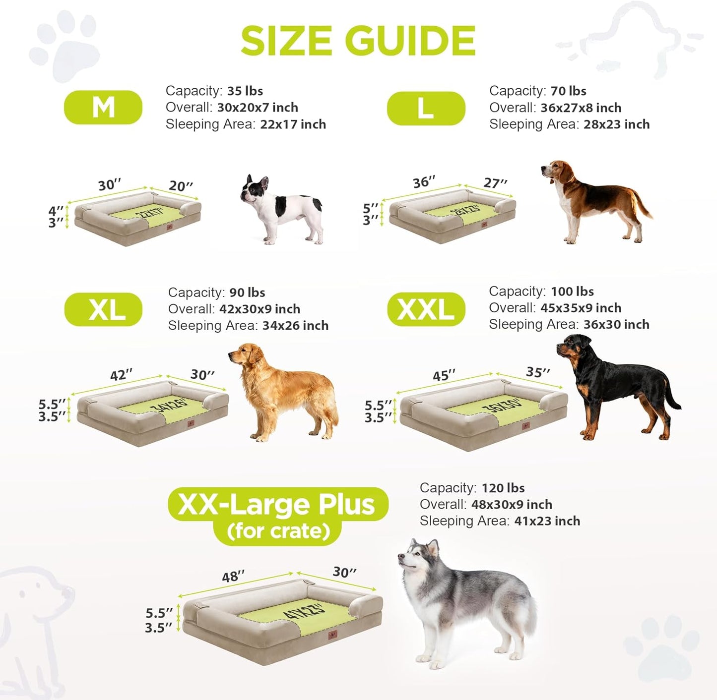 Extra Large Dog Bed, Orthopedic XL Washable Memory Foam Bed for Big Dogs Waterproof Pet Couch Sofa Bolster with Removable Cover, Non-Slip Bottom, Tennis Ball Toy, 42x30