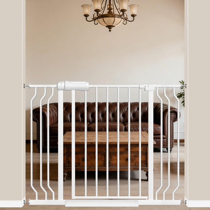 WAOWAO Baby Gate 71.65-85.03" Extra Wide Pressure Mounted Walk Through Swing Auto Close Safety Metal Black Toddler Kids Child Dog Pet Puppy for Stairs,Doorways,Kitchen