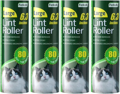 Fedicelly Large Lint Rollers Pet Hair Extra Sticky Floor, Cat Dog Hair Remover Laundry Clothes Carpet Furniture,6.3 inches Wider with 320 Sheets Giant Lint Remover Brush for Couch with Long Handle