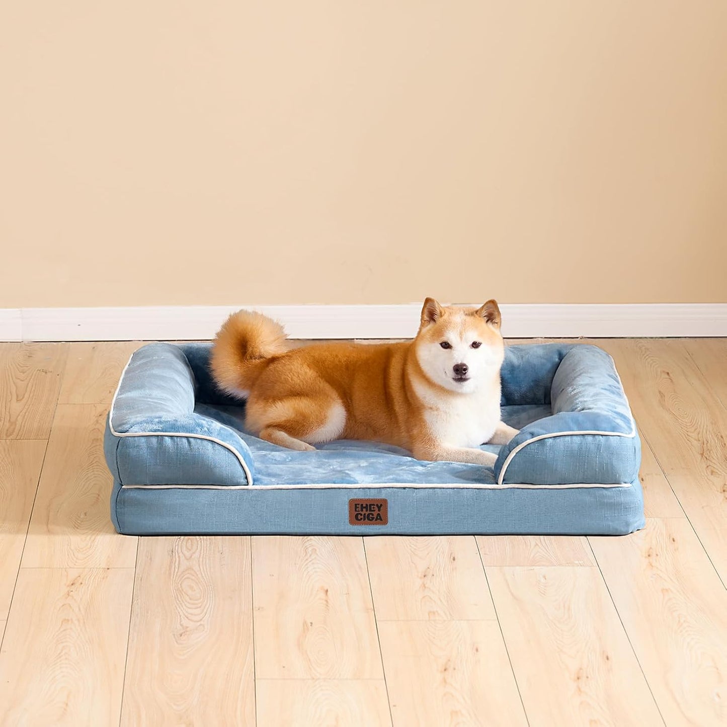 EHEYCIGA Orthopedic Dog Beds for Extra Large Dogs 44x32Inch, Waterproof Memory Foam XL Pet Bed with Sides, Non-Slip and Egg-Crate Foam Big Dog Couch Bed with Washable Removable Cover, Grey