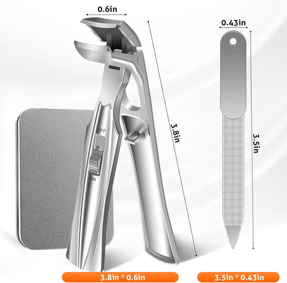 Toenail Clippers for Seniors Thick Toenails, Upgrade Angled Head Large Toe Nail Clippers for Men with Wide Jaw Opening, Sharp Heavy Duty Fingernail Clipper Cutter with Catcher Long Handle -Black