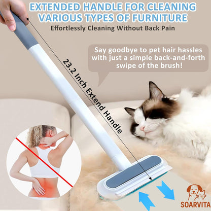 Pet Hair Remover for Furniture: Extra Long 23.2 Inch Reusable Pet Hair Removal Brush for Dog & Cat Hair, Effective on Couch, Carpet, Bedding, and Clothes, Gentle & Washable Design