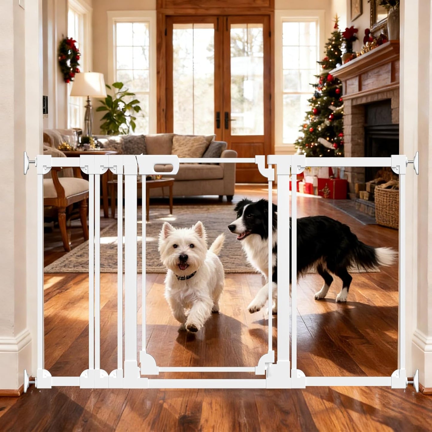 30.7" Tall Clear Acrylic Baby Gate 29.5"-47.2" Wide Pressure Mounted Clear Dog Gate Indoor - No Drill Auto Close, Walk Through Baby Gates for Stair & Doorways & Hallway