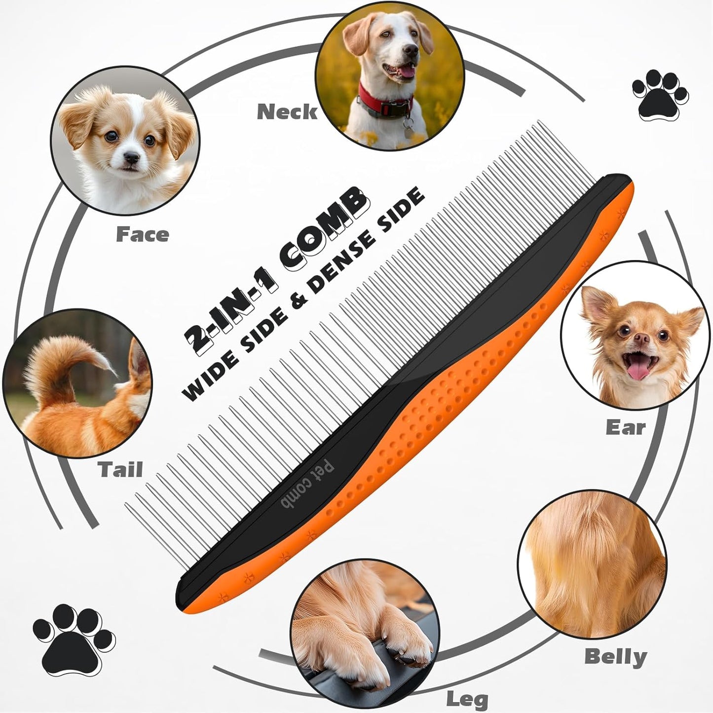 3PCS Pet Grooming Rake & Metal Comb & Flea Comb for Cats and Dogs, Double-Sided Dematting Tool, Extra-Wide Deshedding Dog Brush for Long Hair to Effectively Remove Tangles, Knots and Mats (Blue)