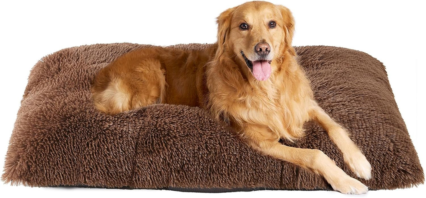 EHEYCIGA Fluffy Dog Crate Bed for Medium Dogs, Plush Faux Fur Crate Pad, Calming Anti Anxiety Medium Dog Bed, Washable Soft Warm Crate Mat with Non-Slip Bottom