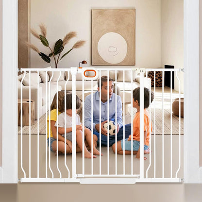 owlie 37.4" Extra Tall Wide Baby Gate for Stairs Doorways,47-57 Inch Extra Large Long Baby Gate with Door Indoor Safety Metal Pressure Mounted Pet Gate with Walk-Thru Auto Close, Black