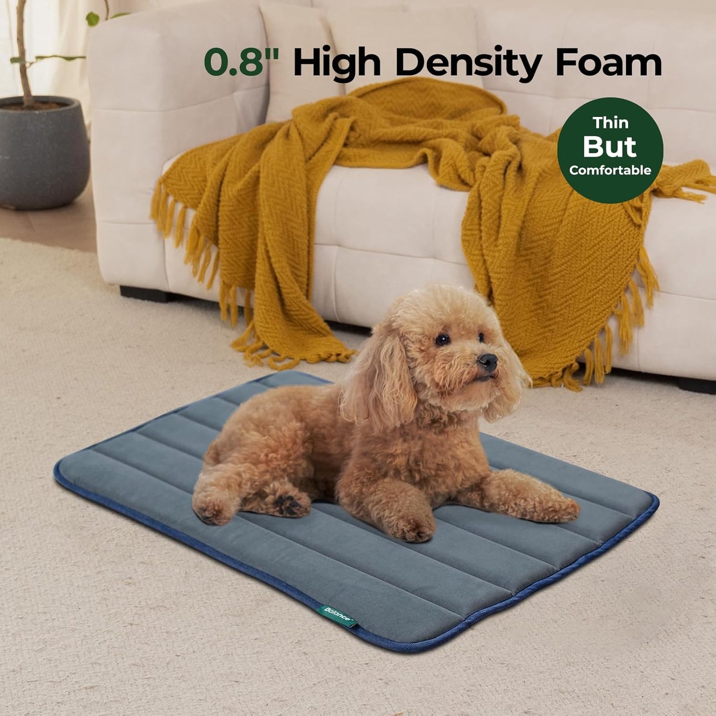 BALANCE Dog Crate Pad, Dog Foam Crate Mat Kennel Pad, Washable Water-Resistant Pet Bed Flat Dogs Cage Mat for Small Dogs