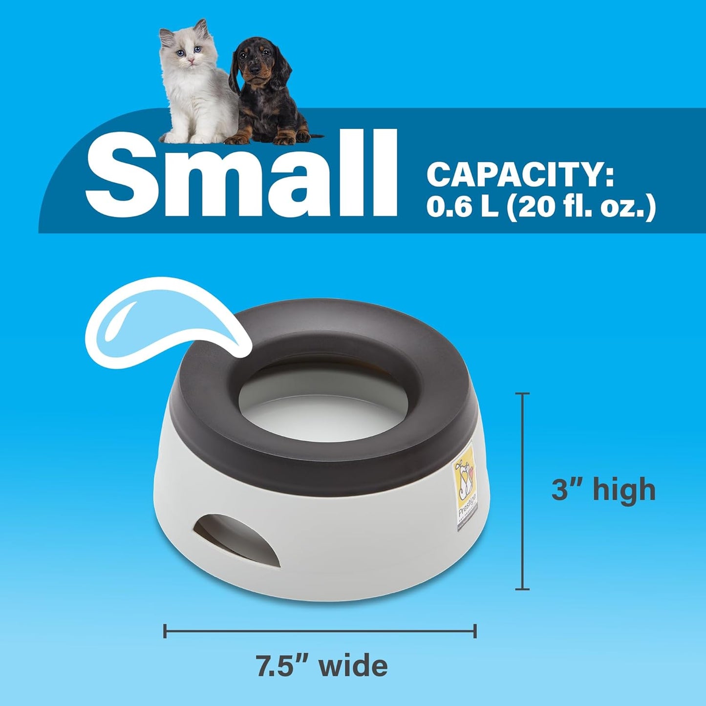 Prestige Pets Road Refresher™️ - Cat and Dog Water Bowl Dispenser - No Spill Water Bowl for Dogs and Cats - Travel Cat Bowl or Dog Bowl - Grey - Large