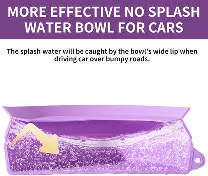 SLSON Spill Proof Dog Water Bowl for Cars,Collapsible No Splash Dog Travel Bowls Integrated Molding Portable Pet Bowl for Vehicle Road Trip Truck,RV,SUV,Boat Accessories (Cold Grey)