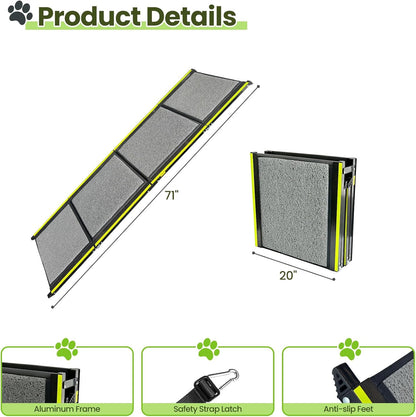Dog Ramp for Car 70" L*20" W Portable Dog Ramps for Large Dogs with Non-Slip Rug Surface Portable Dog Car Ramp for SUV & Truck,Pet Ramp for Dogs to Get in Car Outdoor&Indoor