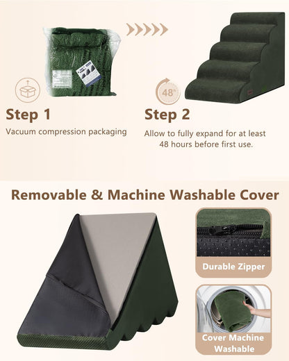 Aodisman Dog Stairs for Small Dogs,3 Step Dog Ramp for Couch and Bed,Pet Stairs with Non-Slip Bottom for Old Cats,Indoor Pet Steps,Comfort,Durable,15.4" H