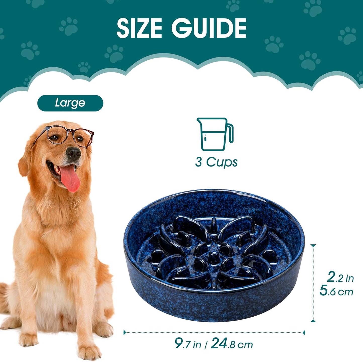 vancasso Ceramic Slow Feeder Dog Bowls, Puzzle Dog Food Bowls with Floral Maze, Anti -Slip Pet Food Dish for Small Breed, 0.6 Cups, Pink