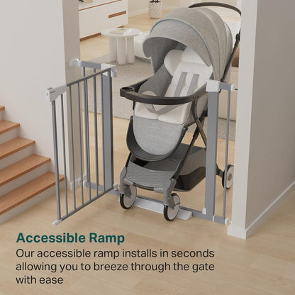 Cumbor 36.6-64" Extra Wide Baby Gate for Stairs, Dog Gates for Doorways, Auto-Close Pet Gate Indoor, Pressure Mounted Walk Through Safety Child Gate for Kids Toddler, Tall Pet Puppy Fence Gate, Brown