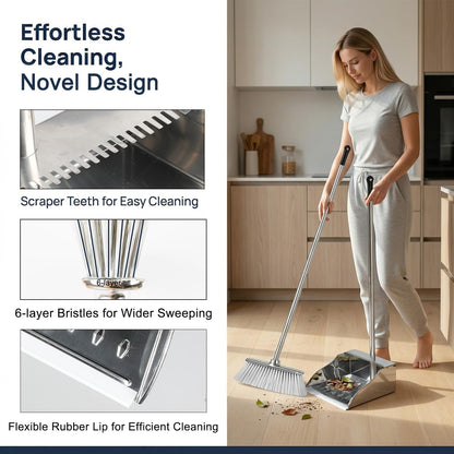 Indoor Soft Bristles Angle Sweeping Broom with Long Handle for Kitchen Hardwood Floor Cleaning