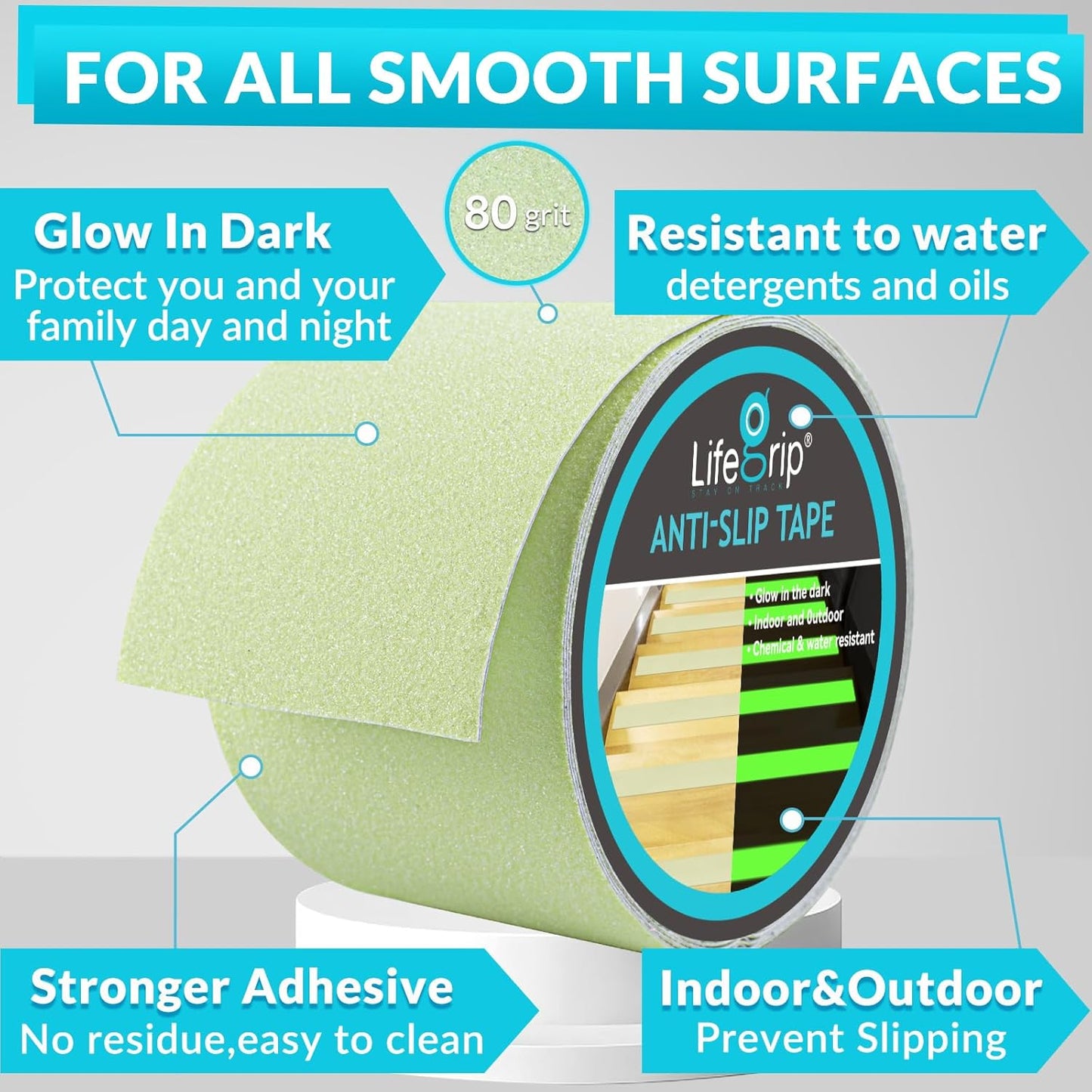 LifeGrip Anti Slip Transparent Anti Slip Tape, 4 inch by 30 feet, Non-Slip Traction Grip Tape to Tubs, Boats, Stairs, Clear, Soft, Comfortable for Bare feet (4" X 30')