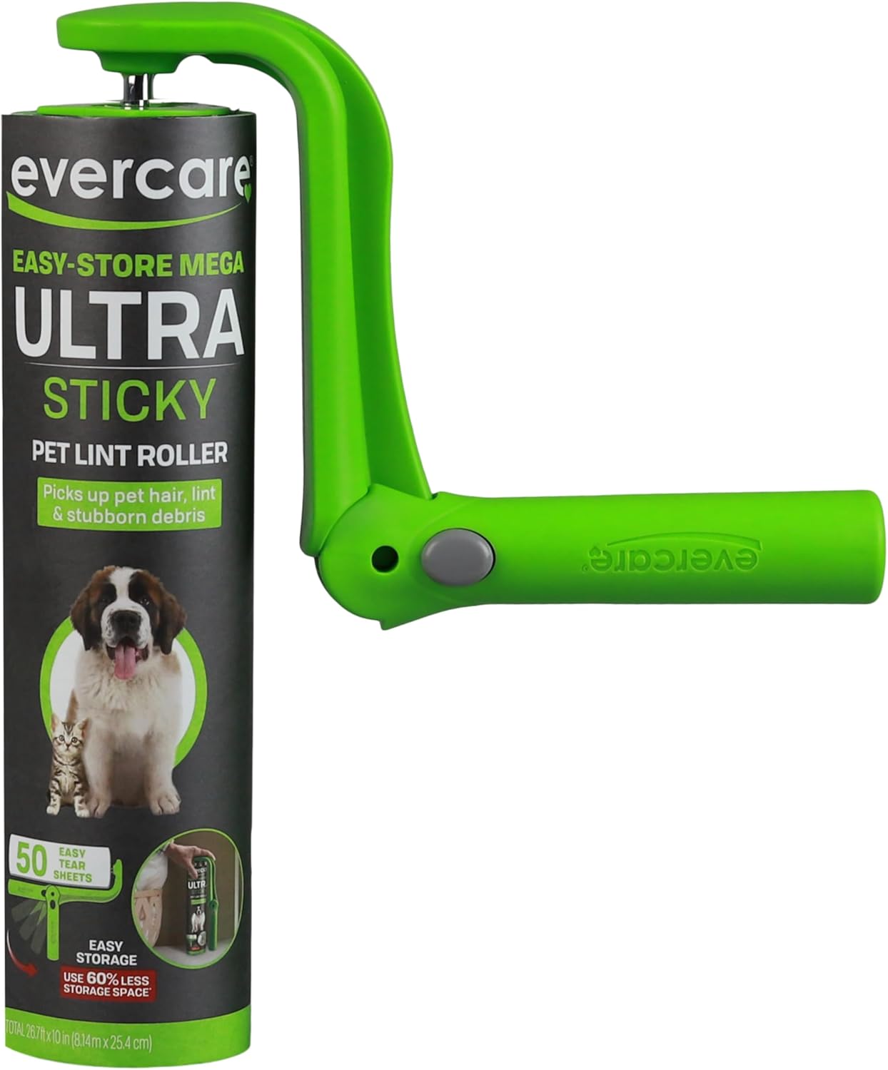 Evercare 10-Inch Mega All-Purpose Pet Hair Lint Roller Refill, 50 Sheets – Sticky Roller for Pet Hair, Cat & Dog Hair Remover, Lint Remover, Pet Hair Remover for Furniture, Clothing & Cars