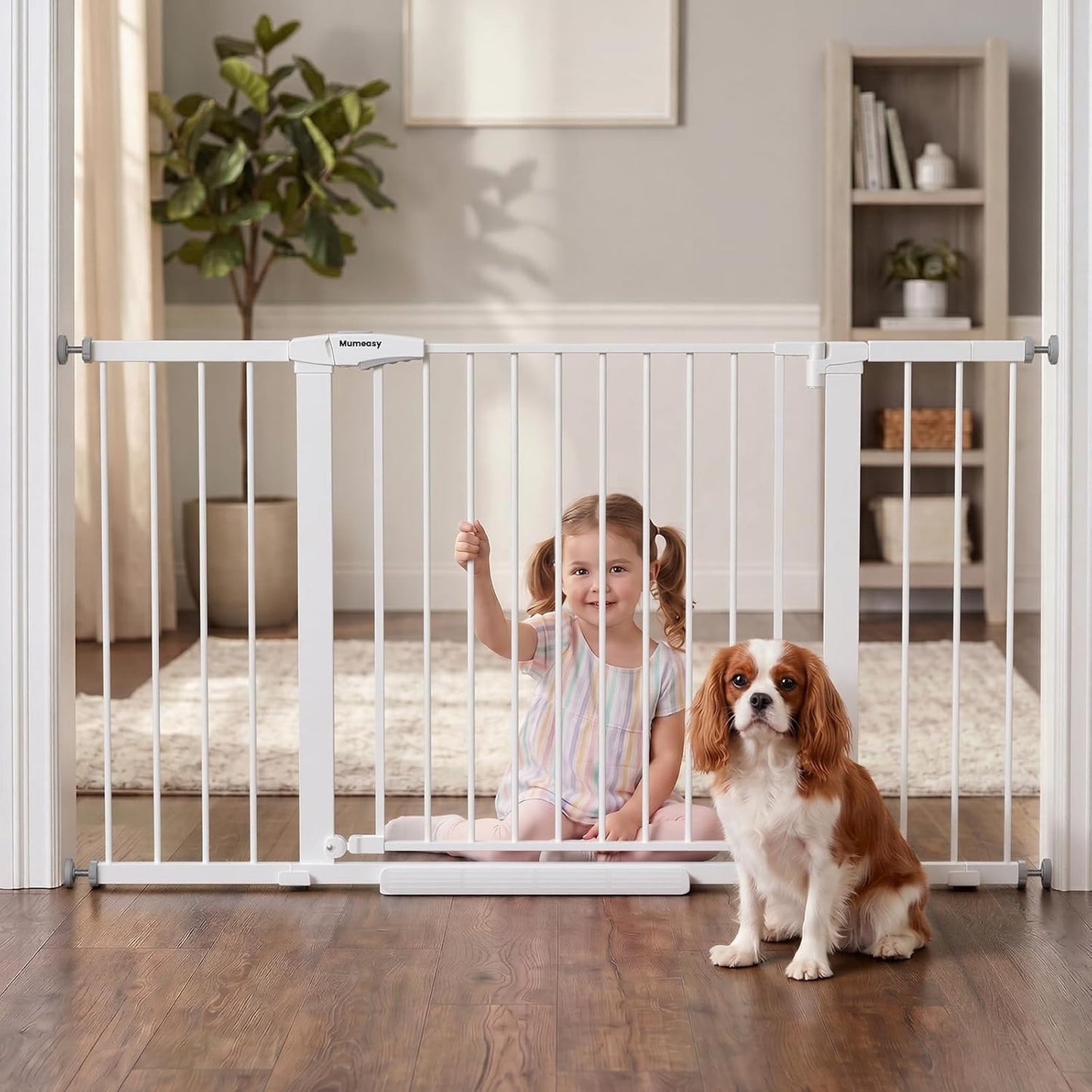 Mumeasy 36" High Extra Tall Dog Gate, 29.6"-40.5" Wide Pressure Mounted Tall Baby Gate for Dog, Auto Close Pet Gate with Door for Stairs,Doorways,House,Black
