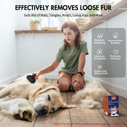Cat Brushes for Indoor Cats - Self Cleaning Slicker Brush for Shedding Short & Long Haired Dogs, Skin Friendly Deshedding Grooming Tool to Removes Loose Fur, Mats,Tangles & Undercoat, Gray