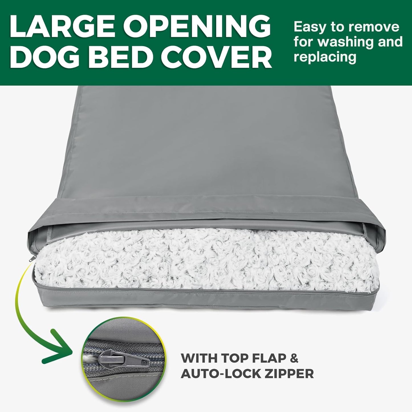 PAWFINITY Waterproof Dog Bed Cover Replacement Washable, Easy to Clean, Pet Hair Resistant, Heavy Duty Oxford, Zipper Closure, Indoor/Outdoor Use, Fits 36 Inch Dog Crate - Large, 34x22x3.5, Black