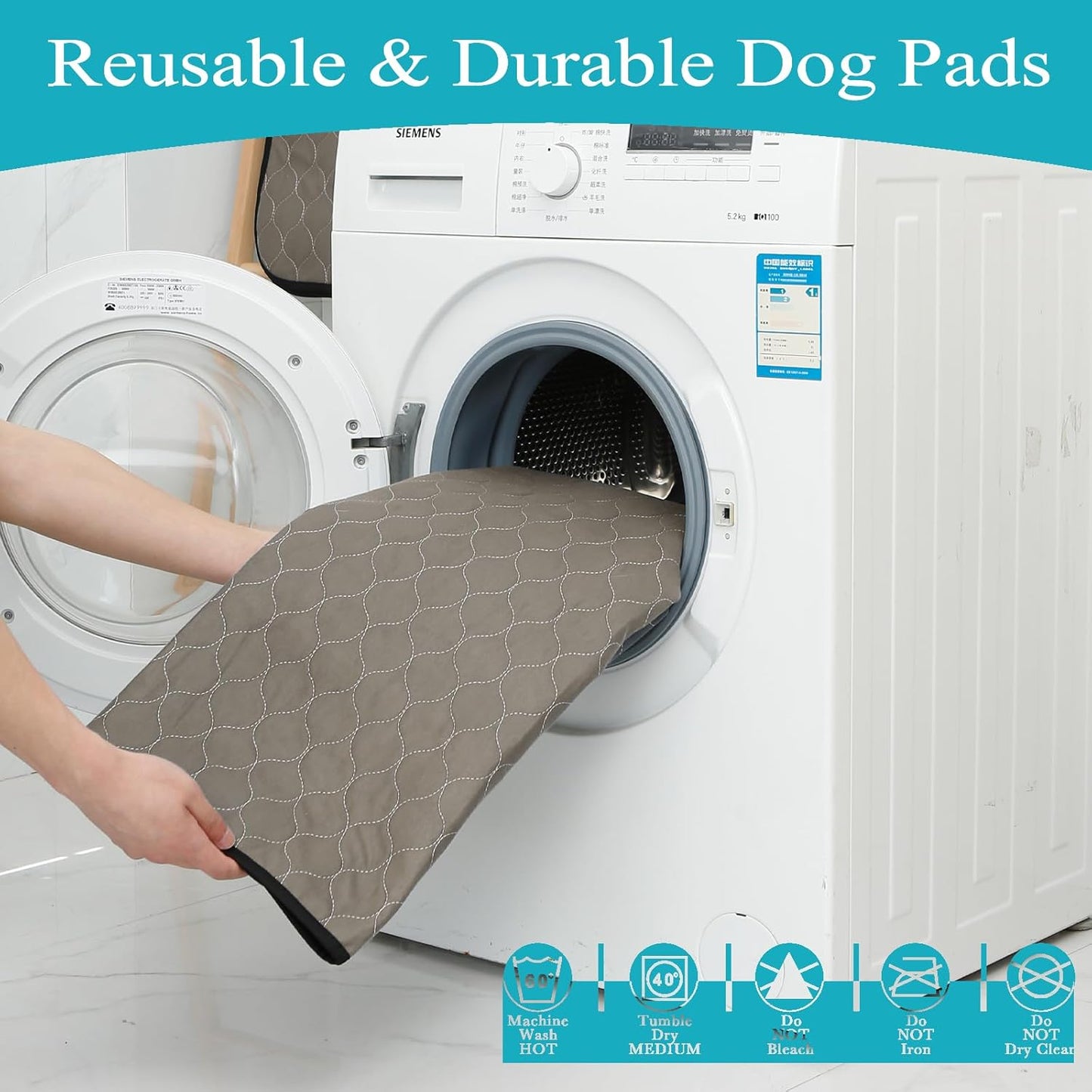 Bunlitent Washable Pee Pads for Dogs 72x72, 2 Pack, Extra Large Reusable Puppy Pads, Dog Training Pads with Quick Dry, Large Anti-Slip Dog Pee Pads, Whelping Pads, Potty Pad