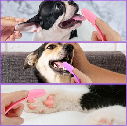 Qianyu Dog Toothbrush Soft Silicone Finger Toothbrush Dog Tooth Brushing Kit Cat Tooth Brush Teeth Cleaning Dental Care for Small and Large Pet 4 Pack