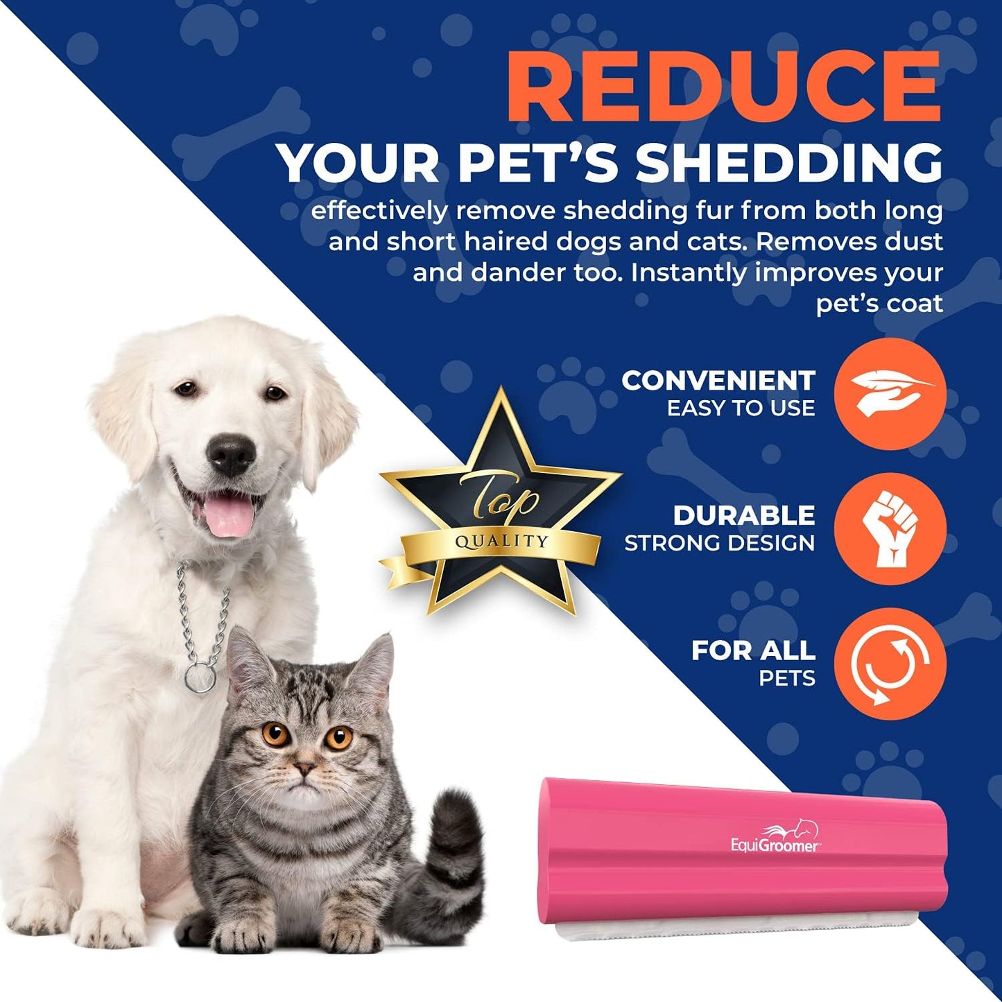 EasyGroomer Deshedding Brush for Dogs & Cats – Undercoat Grooming Tool for Short & Long Hair, Removes Loose Fur & Dirt, Reduces Shedding for Small & Large Pets, Purple