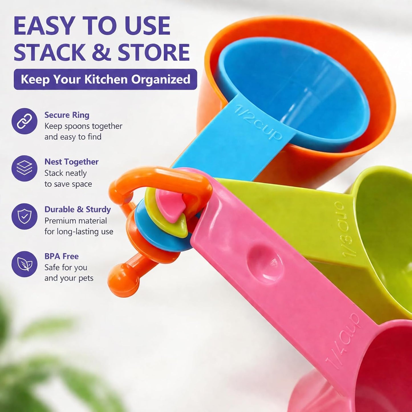 Rypet Pet Food Scoop Set of 5 - Measuring Cups and Spoons Set Plastic for Dog, Cat and Bird Food (Random Color)