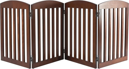 SPIRICH 96" Extra Wide 28" Tall Wooden Freestanding Foldable Dog Gate, Pet Gate Indoor, 4 Panels, White