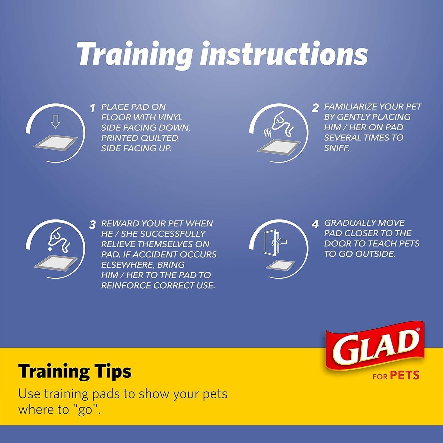 Glad for Pets Washable Dog Pee Pads, Medium, 24 x 36 Inch, 2 Count, Gray with Paw Prints, 3-Layer Leak Protection, No-Slip Vinyl Bottom, Reusable Puppy Training Pads