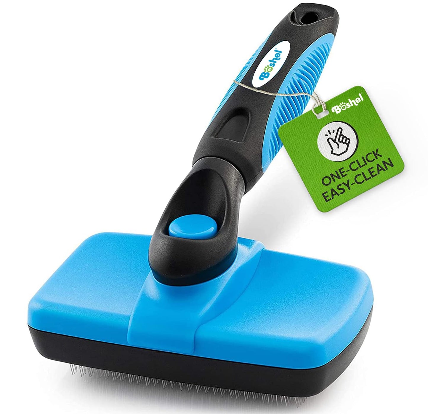 BOSHEL Slicker Brush for Dogs, Cats & Pets - Self Cleaning Grooming Brush for Long & Short Hair, Doodles, Poodles, Large & Small Breeds