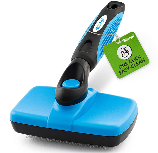 BOSHEL Slicker Brush for Dogs, Cats & Pets - Self Cleaning Grooming Brush for Long & Short Hair, Doodles, Poodles, Large & Small Breeds