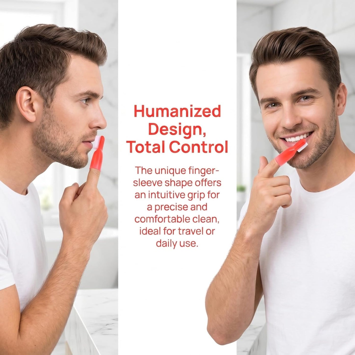 Baluue 20pcs Red Finger Toothbrush for Prisons and Mental Institutions, Short Handle Mini Oral Cleaning Brush with Soft Bristles, Portable Oral Care Tool