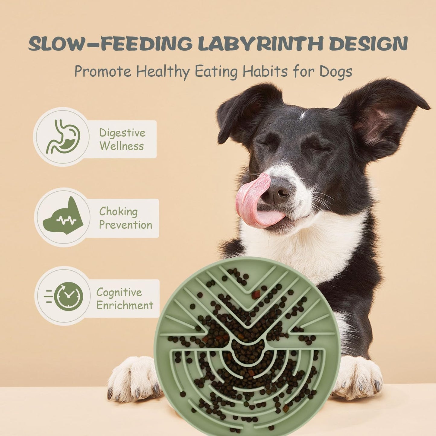 Lesipee Slow Feeder Dog Bowl for Large & Small Pets, Anti Choking Puzzle Dog Food Lick Mat with Non-Slip Base, Interactive Pet Slow Eating, Silicone Licking Mat Cat Feeding Bowl for Puppies & Cats