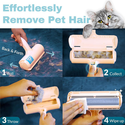 DELOMO Pet Hair Remover Roller: Reusable Lint Roller with Large Fur Bin - Portable Cat and Dog Hair Remover for Couch, Bedding, Car, Rugs & Furniture, Effective and Eco-Friendly, for Multi-Pet Homes