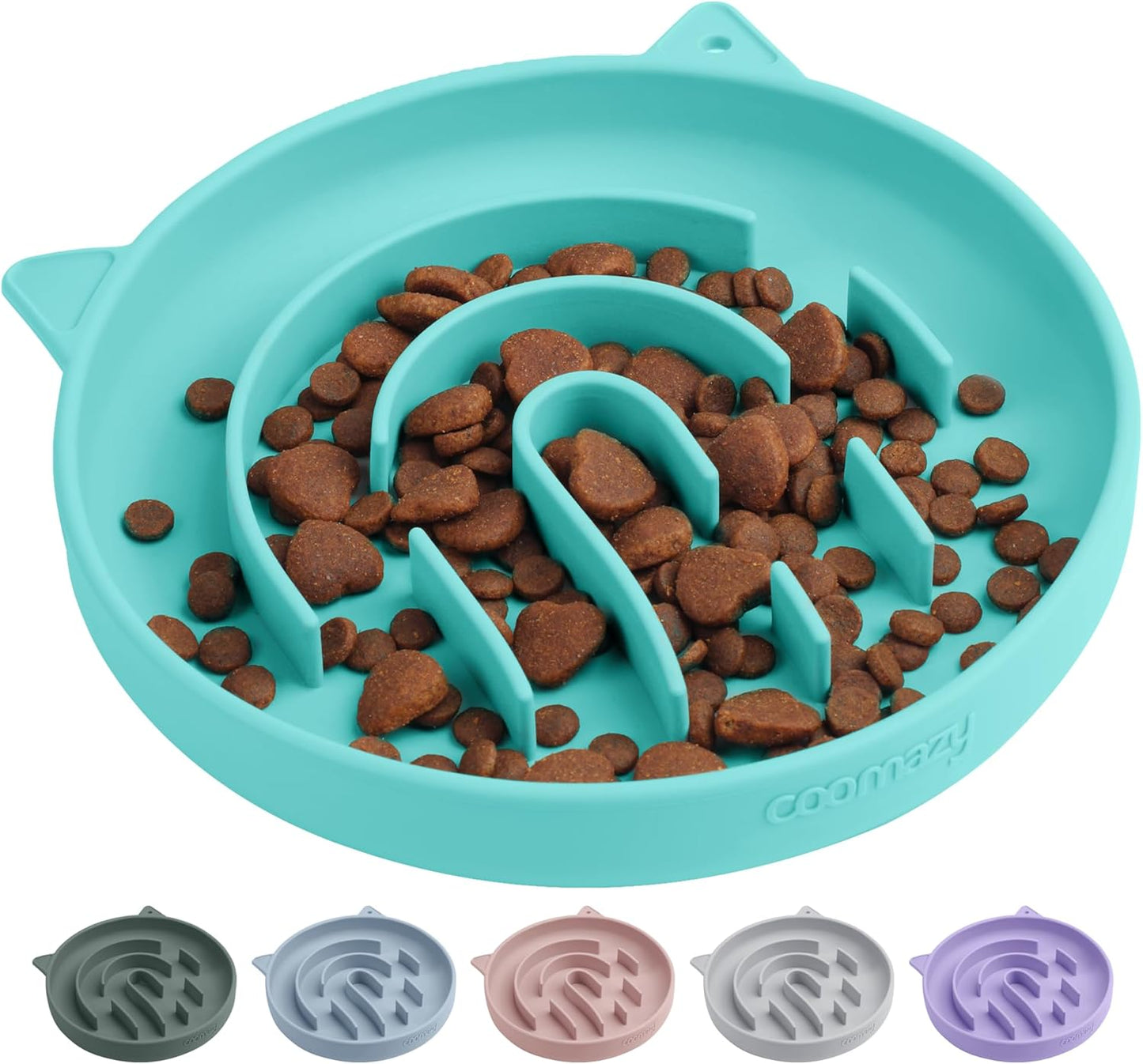 Coomazy Large Silicone Slow Feeder Dog Bowls, Interactive Puzzle Toy for Pets Food Training, Keeps Dogs Busy, Prevents Puppy Overeating (Dark Green, Large: 3.2Cup)