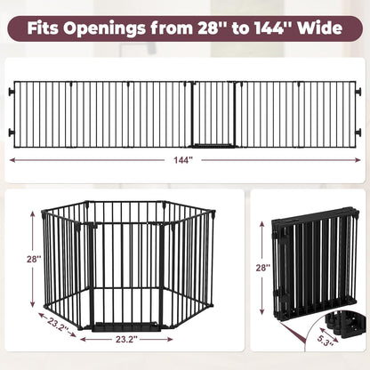 29.4-78" Extra Wide Baby Gate, Long Dog Gates Indoor for Doorways Stairs, Essential Large Safety Gate for Child Toddler with Anti-Trip Pedal, Adjustable Pet Gate, 28" Tall 3 Metal Panels Black