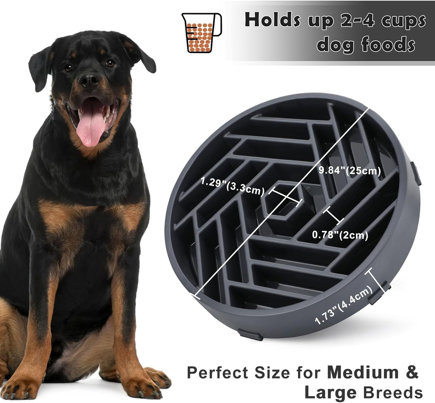 TOBYTO Slow Feeder Dog Bowls Large Medium Breed,Anti-Choking Slow Eating Dog Food Bowl,Non Slip Pet Slower Food Feeding Bowls Large Puzzle Slow Feeder Bloat Stop Maze Dog Dishes,Black