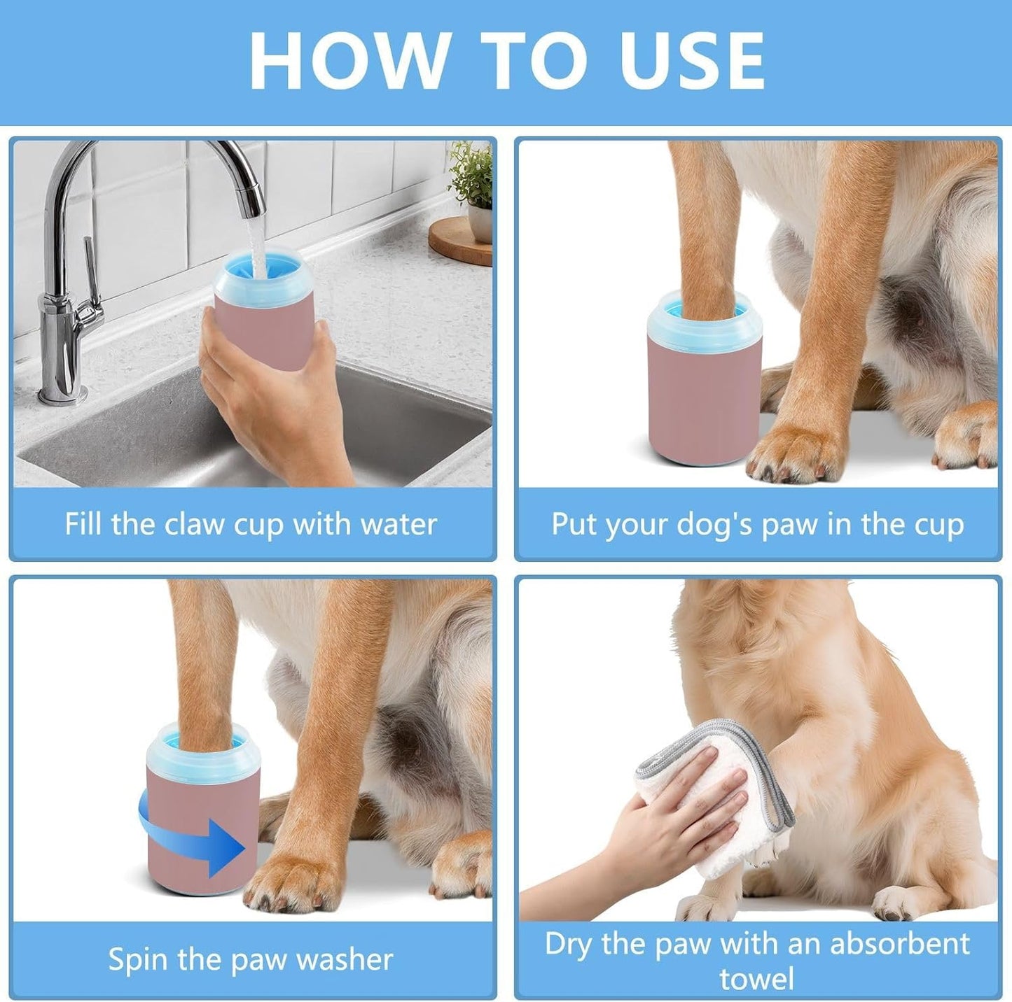 ODAWA Dog Paw Cleaner Cup Royal Blue Muddy Paw Cleaner with Soft Bristle