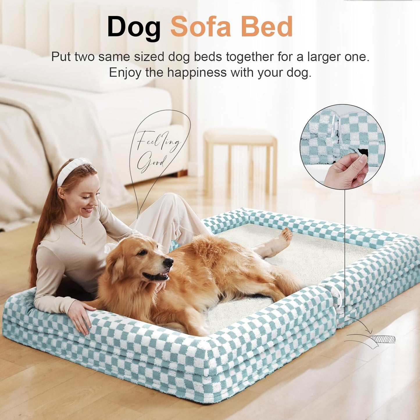 Large Dog Bed Orthopedic Washable: Beds Bolster XL Bed Large Big Dogs Memory Foam Couch Sofa Waterproof with Removable Cover
