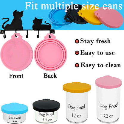 Food Can Lids, 4 Pcs Silicone Pet Food Can Covers for Dog & Cat Food, One Tin Cap Fit Most Standard Size Dog Cat Food Canned（Multicolor）…