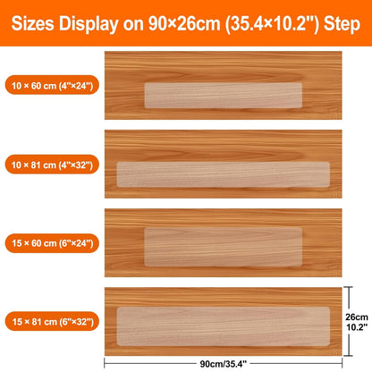 Spurtar Clear Stair Treads Non Slip, Transparent Grip Tape for Stairs to Add Friction for Wooden Steps Indoor, Anti Slip Tape Step Covers,to Protect Dogs, Kids, Elderly,15 Pack, 4" x 24"