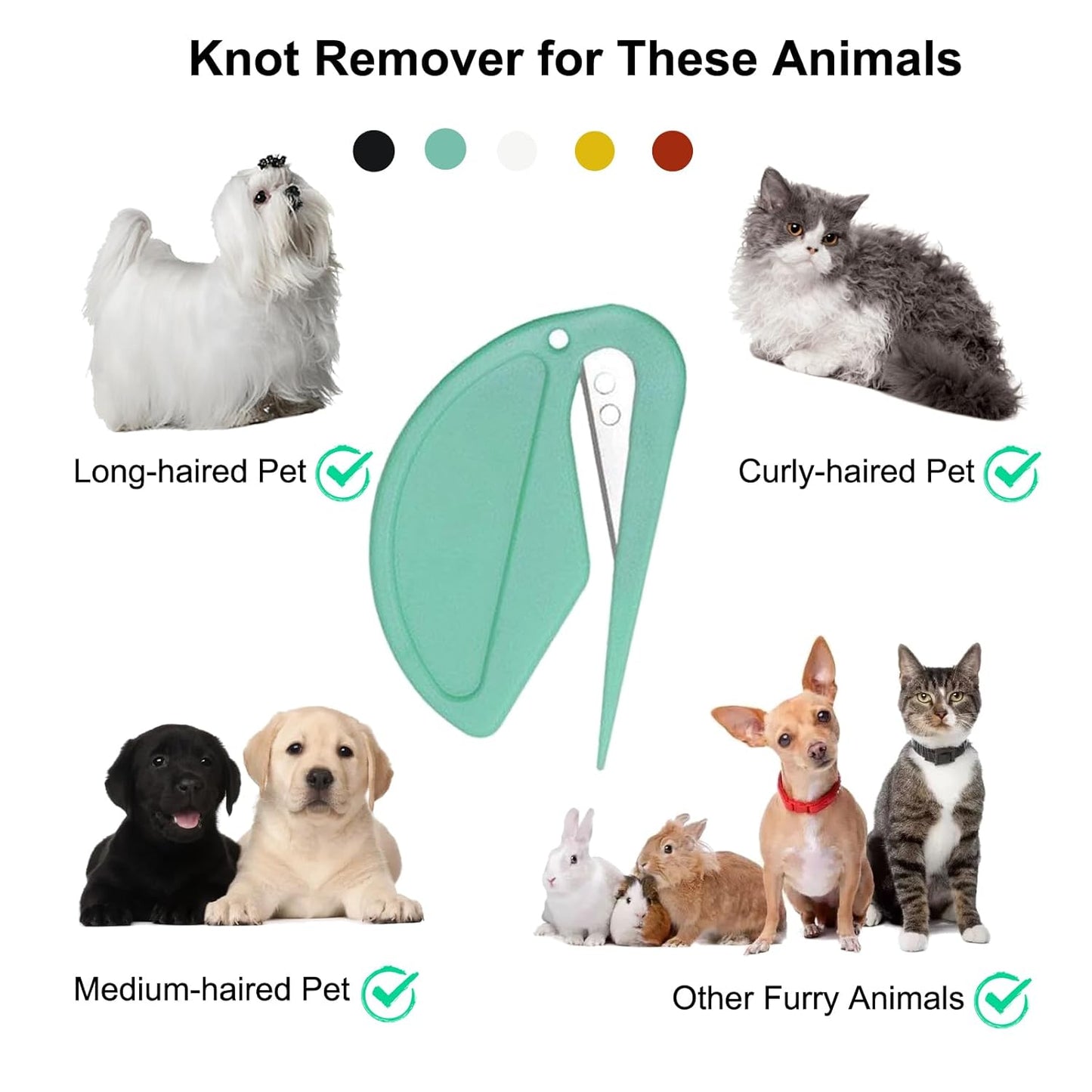 Pet Knotting Comb for Dogs and Cats, Dog Dematting Comb for Long Hair, Pet Hair Removal Tool, Safe and Gentle Knot Remover for Matted Fur, Grooming Comb for Dog and Cat, Easy to Use, Lightweight 5 Pcs
