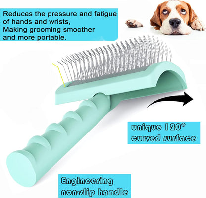 Large Slicker Brush for Dogs,Cats,Extra Long Pin Shedding Brush for Long Haired Dog,Cat, Pet Grooming for Thick Undercoat Curly Hair,25mm(1"),Green